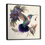 Purple Colibri Vintage Illustration - Bird Canvas Wall Art