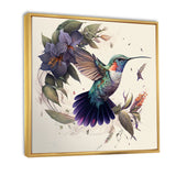 Purple Colibri Vintage Illustration - Bird Canvas Wall Art