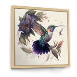 Purple Colibri Vintage Illustration - Bird Canvas Wall Art