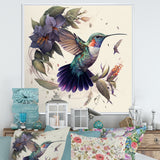 Purple Colibri Vintage Illustration - Bird Canvas Wall Art