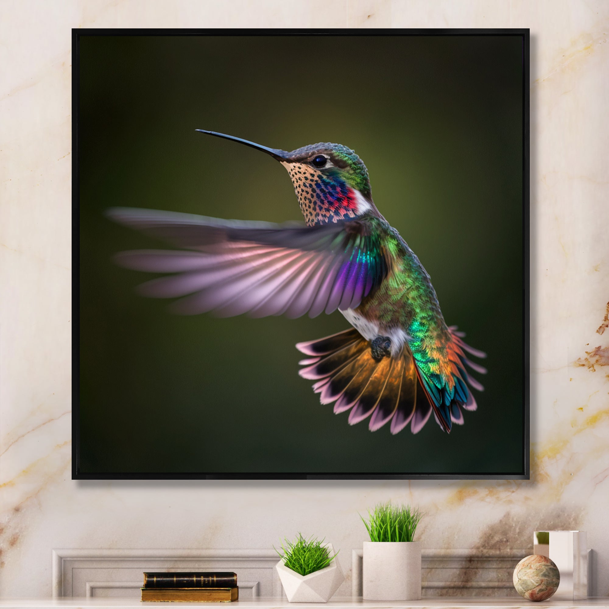 Purple Colibri Hovering Nature Photography - Bird Wall Decor