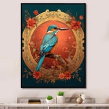 Blue Kingfisher Retro Illustration - Bird Canvas Wall Art