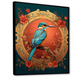 Blue Kingfisher Retro Illustration - Bird Canvas Wall Art