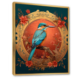 Blue Kingfisher Retro Illustration - Bird Canvas Wall Art