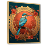 Blue Kingfisher Retro Illustration - Bird Canvas Wall Art