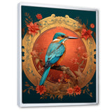 Blue Kingfisher Retro Illustration - Bird Canvas Wall Art