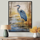 Blue Heron By The Waterside Watercolor - Bird Wall Art Prints