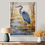 Blue Heron By The Waterside Watercolor - Bird Wall Art Prints
