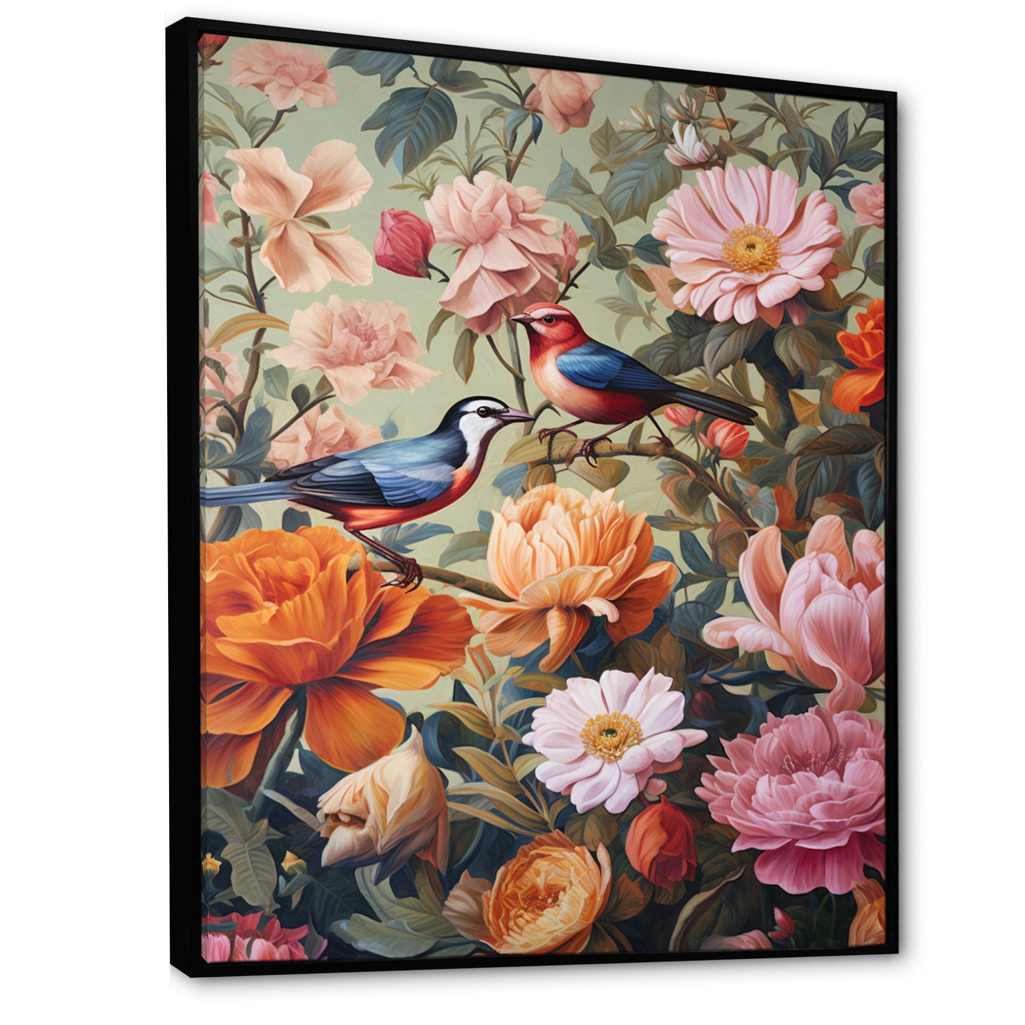 Tropical Birds In Paradise Flower field Painting - Bird Wall Art Prints