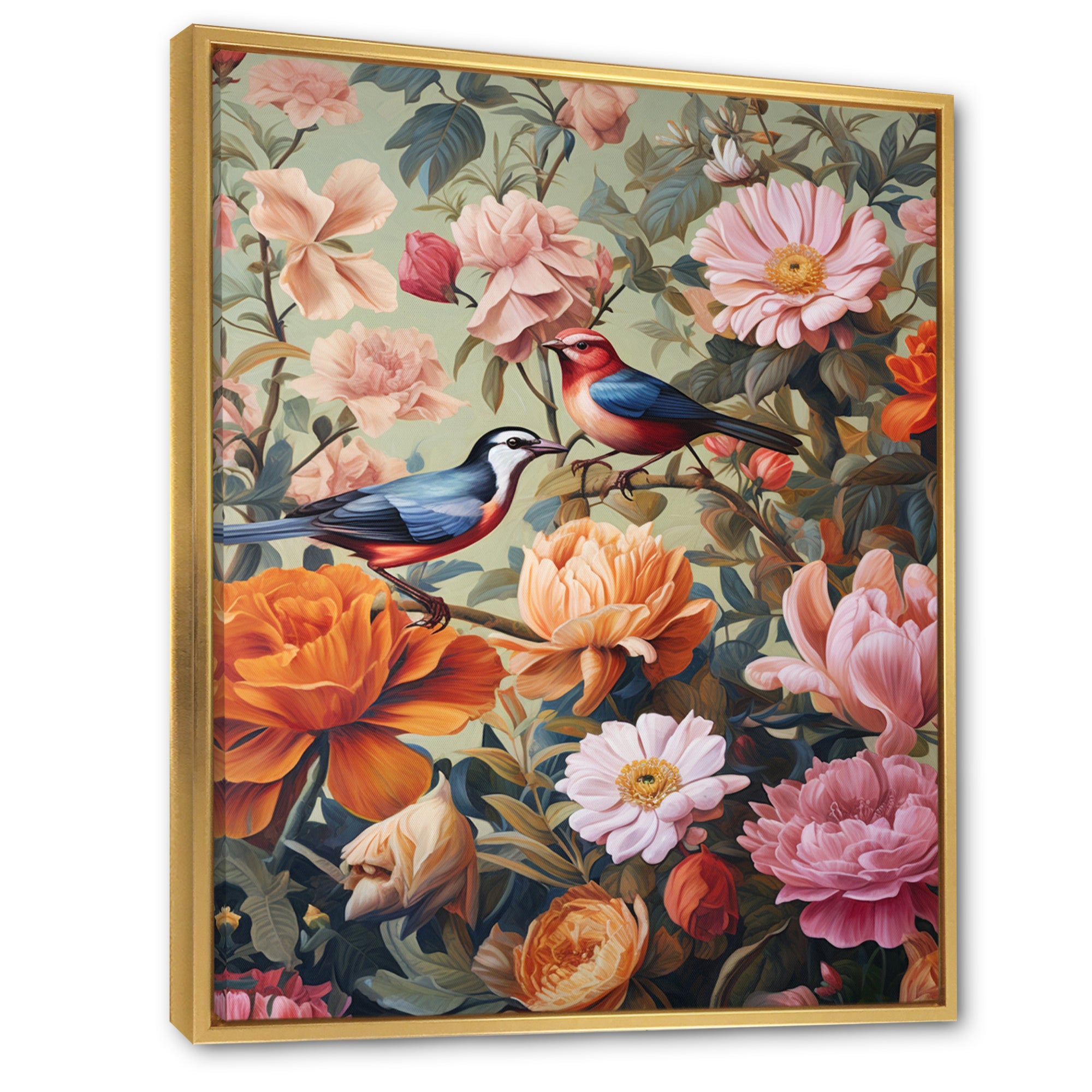 Tropical Birds In Paradise Flower field Painting - Bird Wall Art Prints