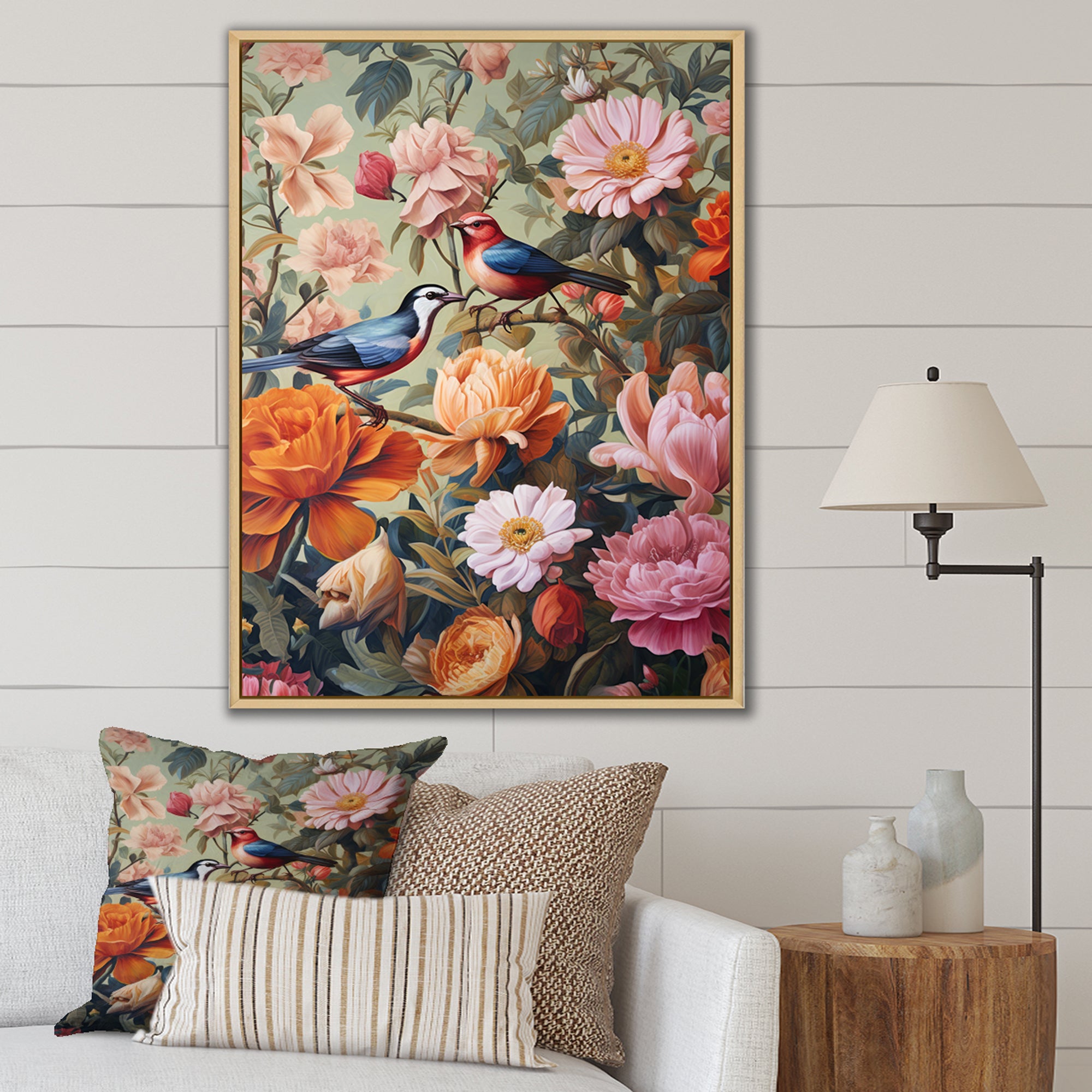 Tropical Birds In Paradise Flower field Painting - Bird Wall Art Prints