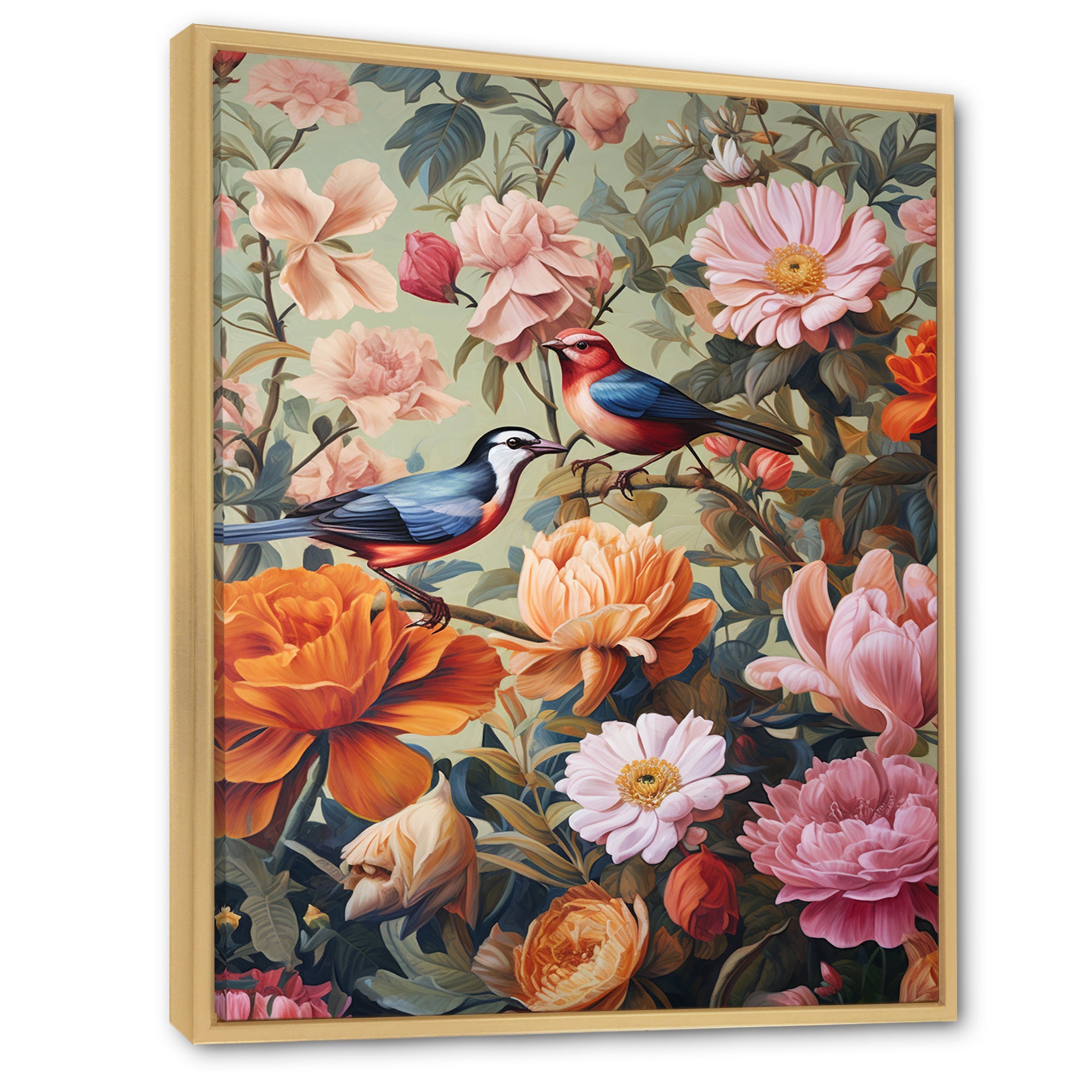 Tropical Birds In Paradise Flower field Painting - Bird Wall Art Prints