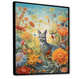 Wildlife In Paradise Flower field Painting - Blue Bird Wall Art