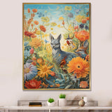 Wildlife In Paradise Flower field Painting - Blue Bird Wall Art