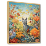 Wildlife In Paradise Flower field Painting - Blue Bird Wall Art