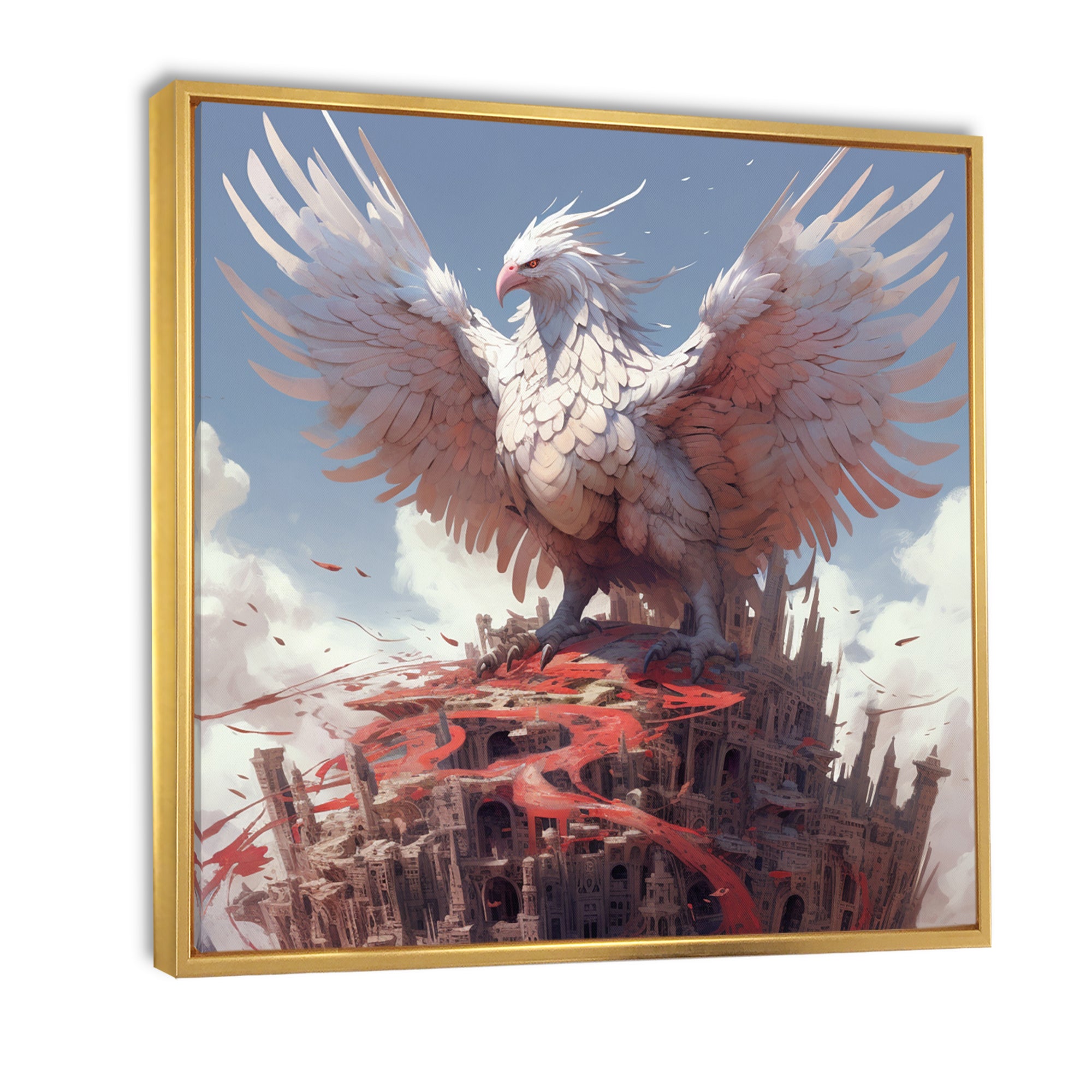 Majestic White Bird In The High Skies - Bird Framed Canvas Art