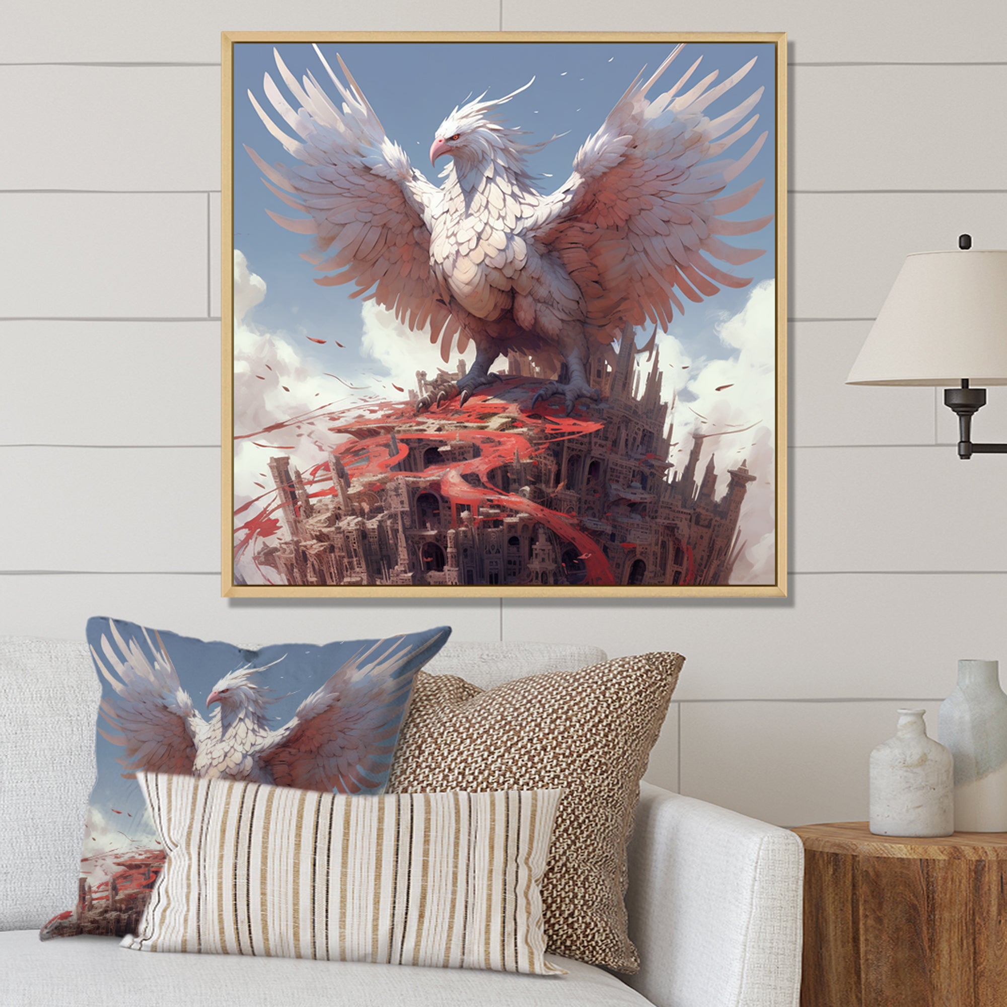 Majestic White Bird In The High Skies - Bird Framed Canvas Art