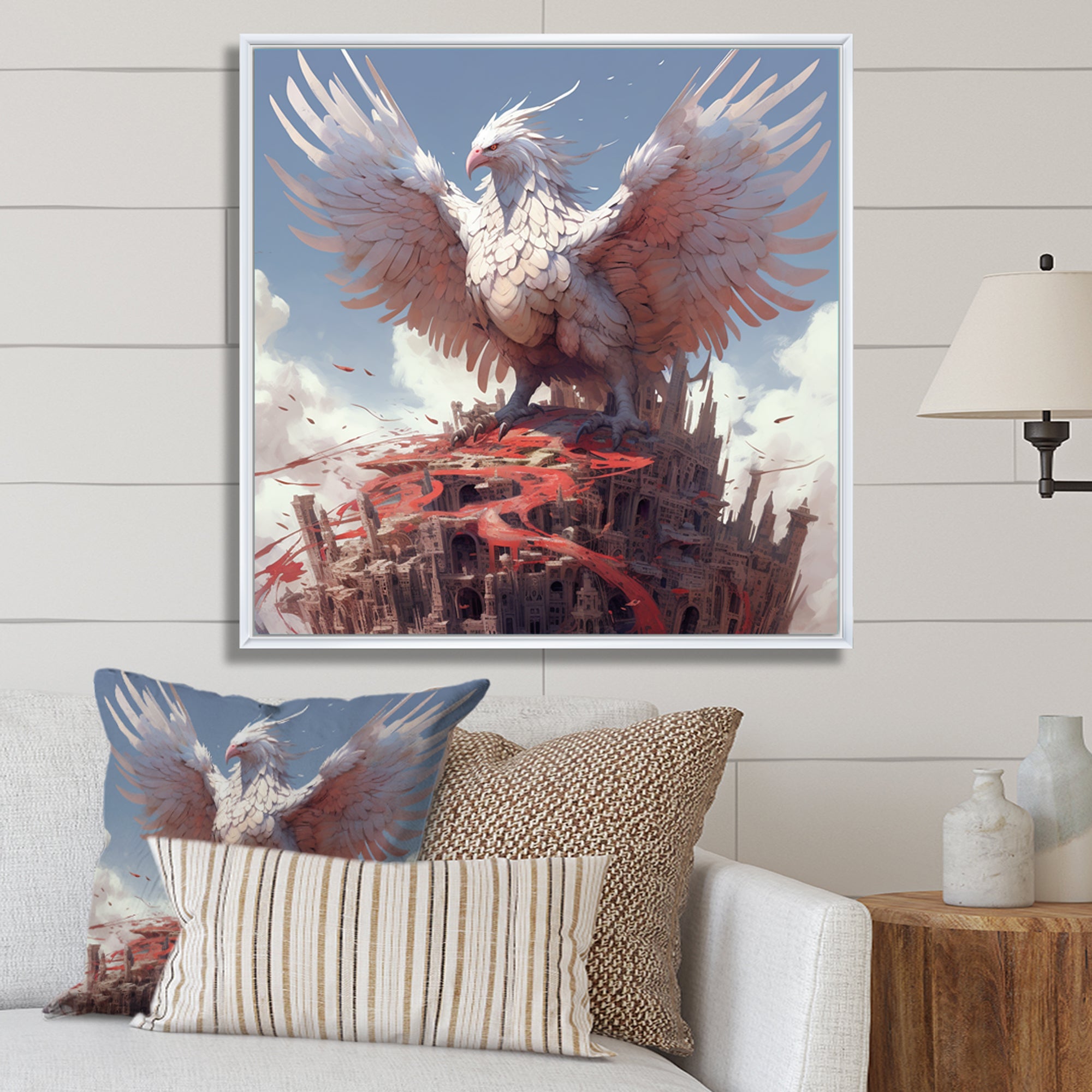 Majestic White Bird In The High Skies - Bird Framed Canvas Art
