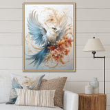 Majestic White Bird On Flower Branch - Bird Home Decor Art