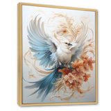 Majestic White Bird On Flower Branch - Bird Home Decor Art