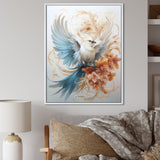 Majestic White Bird On Flower Branch - Bird Home Decor Art