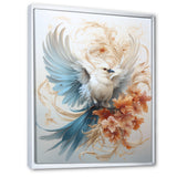 Majestic White Bird On Flower Branch - Bird Home Decor Art