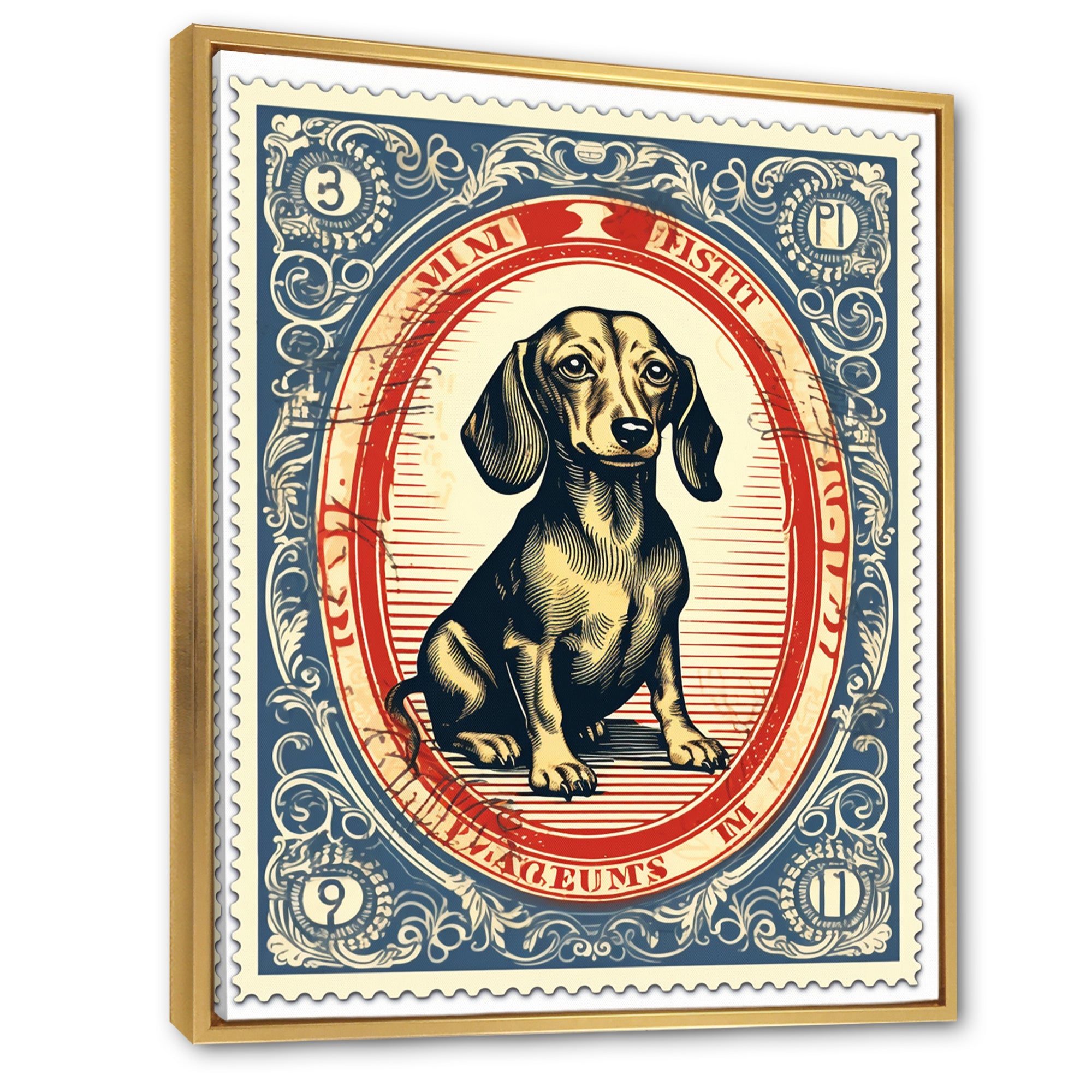 Retro Illustration Of Cute Dachshund - Dog Daschund Living Room Wall Art