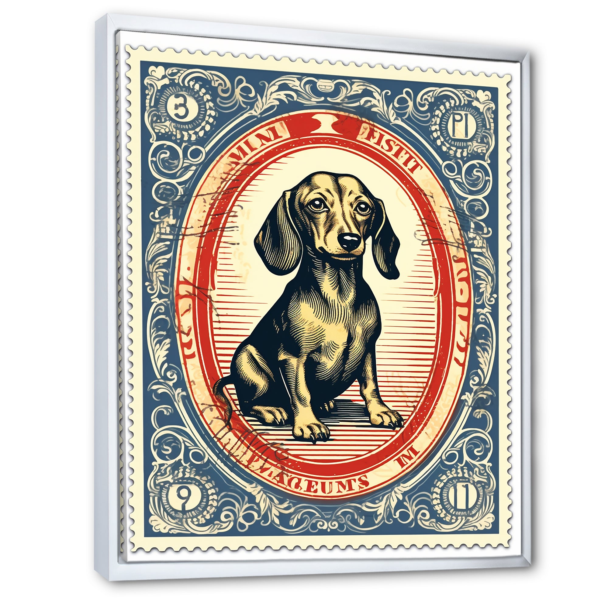 Retro Illustration Of Cute Dachshund - Dog Daschund Living Room Wall Art