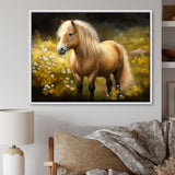Golden Pony In Flower Meadow - Horse Wall Art Prints