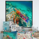 Red Lobster In Tropical Turquoise Water - Lobster Living Room Wall Art