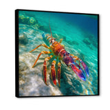 Red Lobster In Tropical Turquoise Water - Lobster Living Room Wall Art