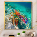 Red Lobster In Tropical Turquoise Water - Lobster Living Room Wall Art