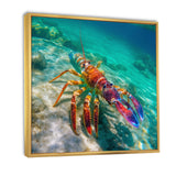 Red Lobster In Tropical Turquoise Water - Lobster Living Room Wall Art