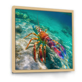 Red Lobster In Tropical Turquoise Water - Lobster Living Room Wall Art
