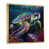 Colorful Deep Sea Turtle Portrait - Turtle Wall Art Prints