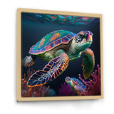 Colorful Deep Sea Turtle Portrait - Turtle Wall Art Prints