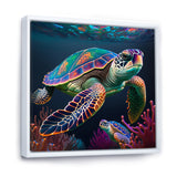 Colorful Deep Sea Turtle Portrait - Turtle Wall Art Prints