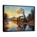 Steam train Travelling In The Sunset Painting - Train Canvas Wall Art