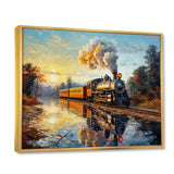 Steam train Travelling In The Sunset Painting - Train Canvas Wall Art