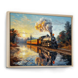 Steam train Travelling In The Sunset Painting - Train Canvas Wall Art