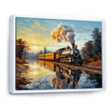 Steam train Travelling In The Sunset Painting - Train Canvas Wall Art