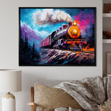 Steam train Travelling In Winter Snow Painting - Train Canvas Wall Art