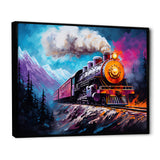 Steam train Travelling In Winter Snow Painting - Train Canvas Wall Art