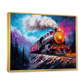 Steam train Travelling In Winter Snow Painting - Train Canvas Wall Art