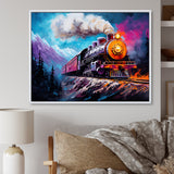 Steam train Travelling In Winter Snow Painting - Train Canvas Wall Art