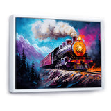 Steam train Travelling In Winter Snow Painting - Train Canvas Wall Art