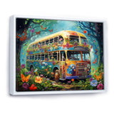 Magic Hippie Bus In The Flower Forest - Car Van Canvas Wall Art