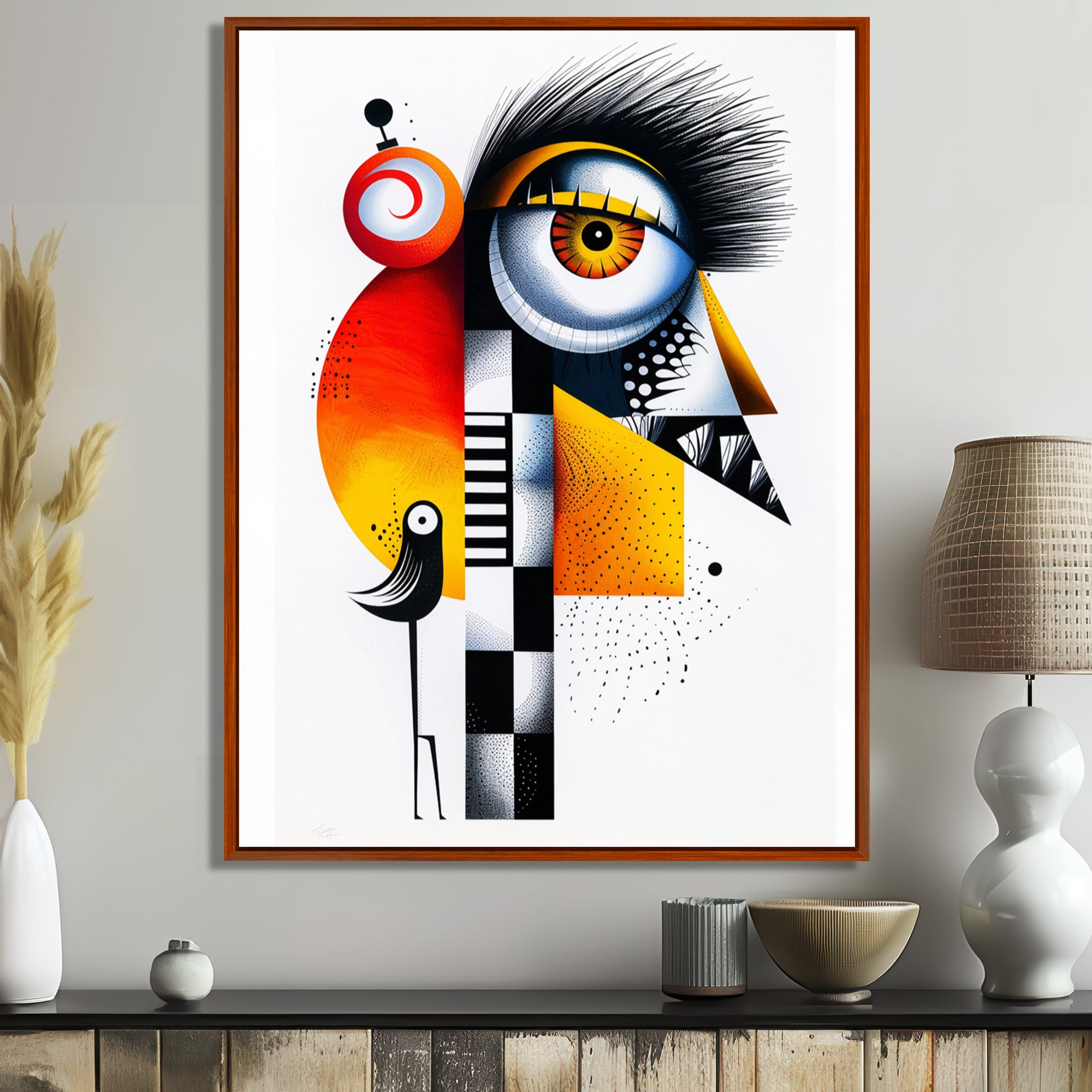 Strange Friendly Creature With Bird - Bird Canvas Wall Art