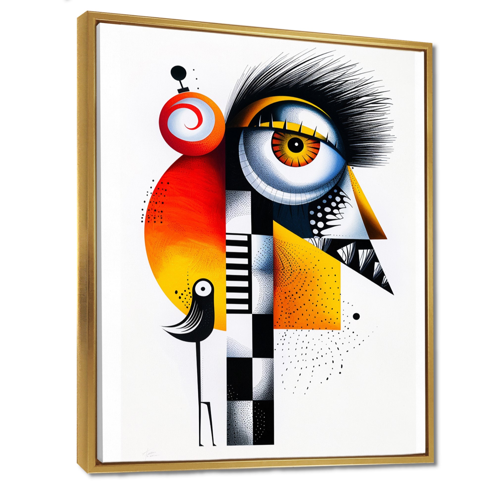 Strange Friendly Creature With Bird - Bird Canvas Wall Art