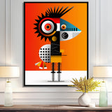 Strange Friendly Creature On Yellow - Bird Canvas Wall Art